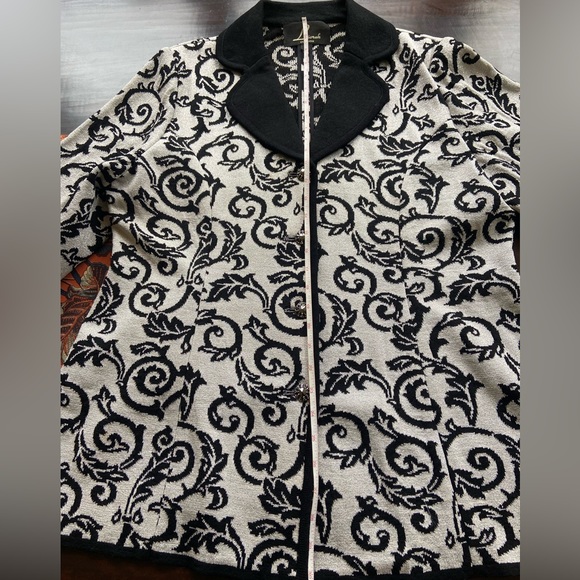 Liorah Exclusive Knits Silver Metallic Cardigan Jacket Wool Blend Size 14 - Picture 9 of 11